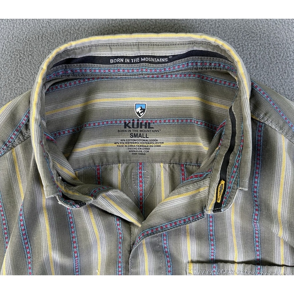Kuhl Shirt Mens Small Green Suncel Aztec Stripe Minimalist Outdoor Performance - Picture 7 of 8